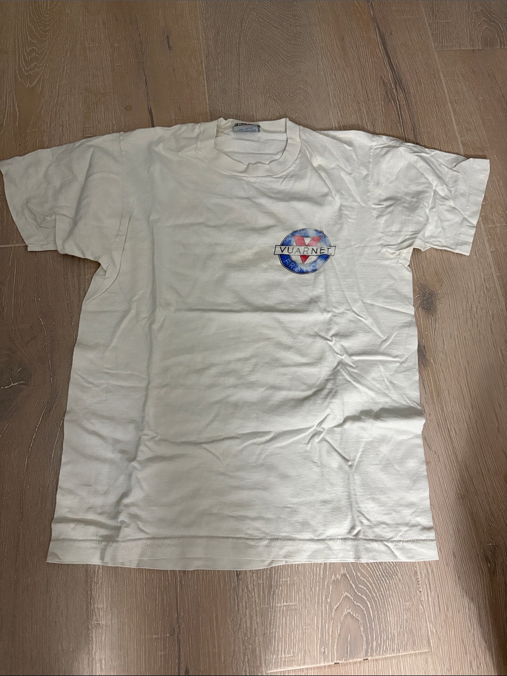 Vintage Vuarnet White Short-Sleeve Tee with Blue-Red Logo